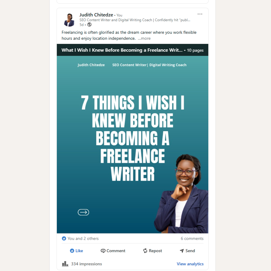 Showing visual example to help readers start writing on LinkedIn 
