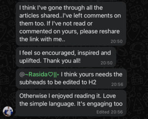 Feedback from the 8[week article writing challenge participants